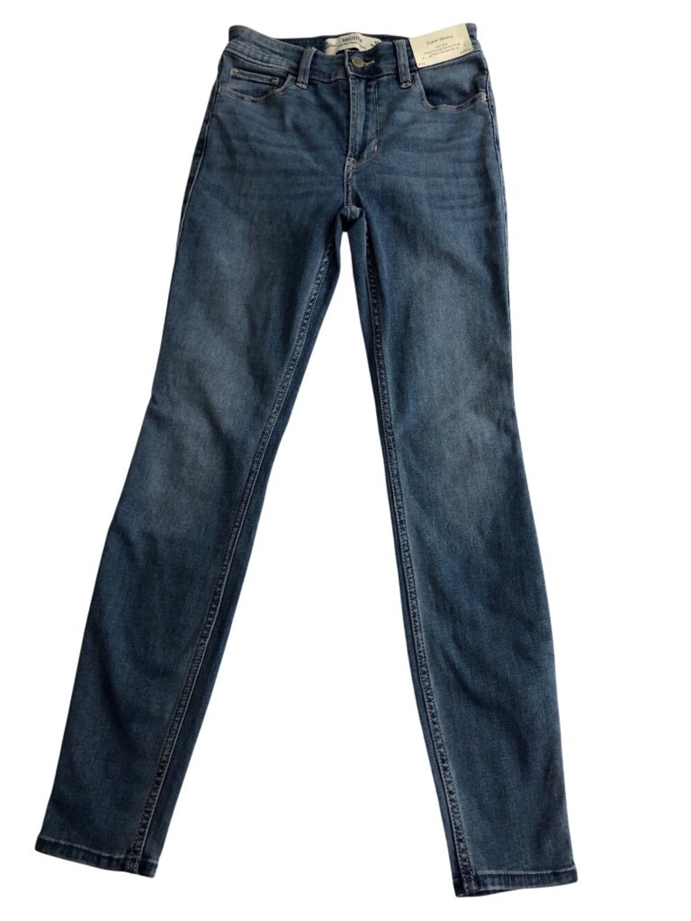 Hollister NWT Jeans Super Skinny Womens 0 Mid-Rise Blue Denim Pants Fitted New